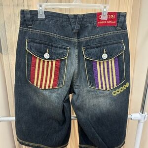 COOGI Denim Shorts with Vibrant Accents Y2K vibes